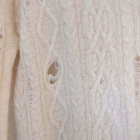 Free People White Sweater SM Grunchy Slouchy Distressed Wool Alpaca Soft - Picture 10 of 13